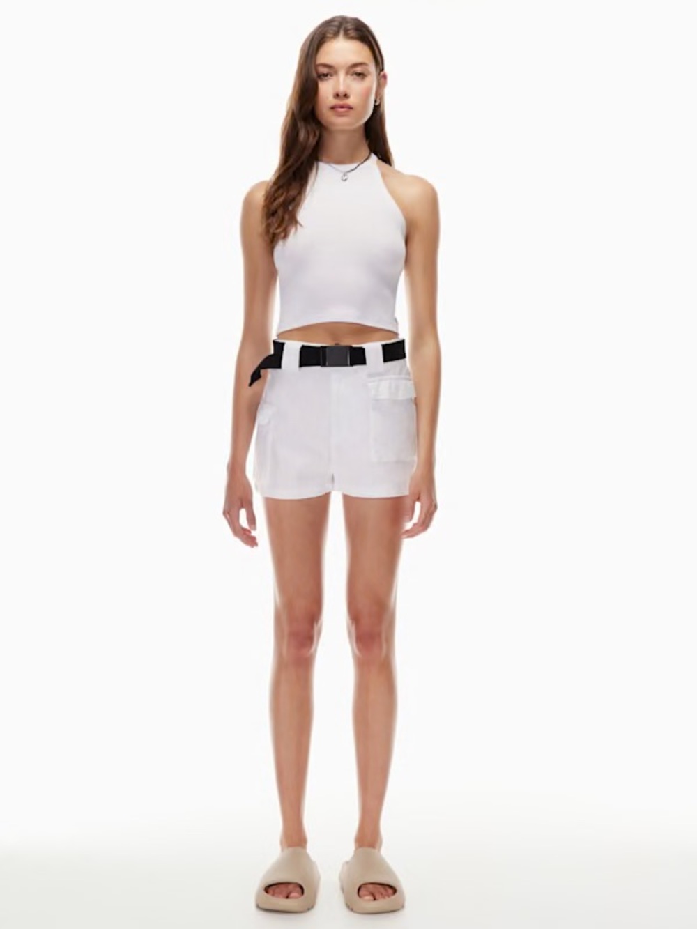 TNA High Waist Cargo Shorts with web belt